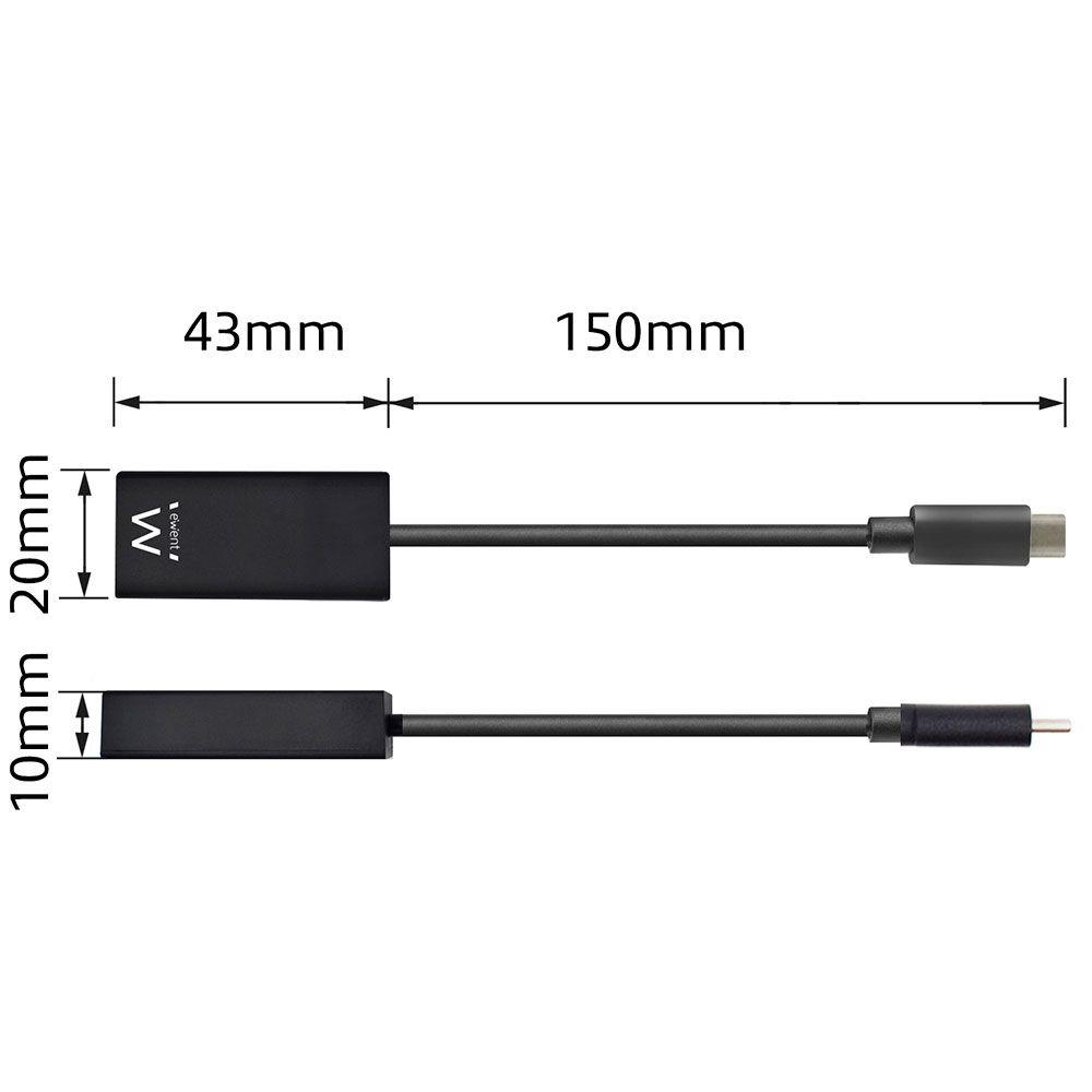 Adaptador de Vídeo EWENT EW9823 (0,15 m - HDMI Type A - USB Type-C - Preto), miniatura 2