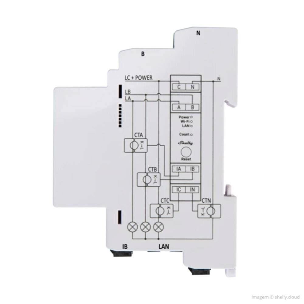 Medidor de Energia Trifásico SHELLY Pro 3EM (120 A - Wi-Fi/Bluetooth/LAN), miniatura 2