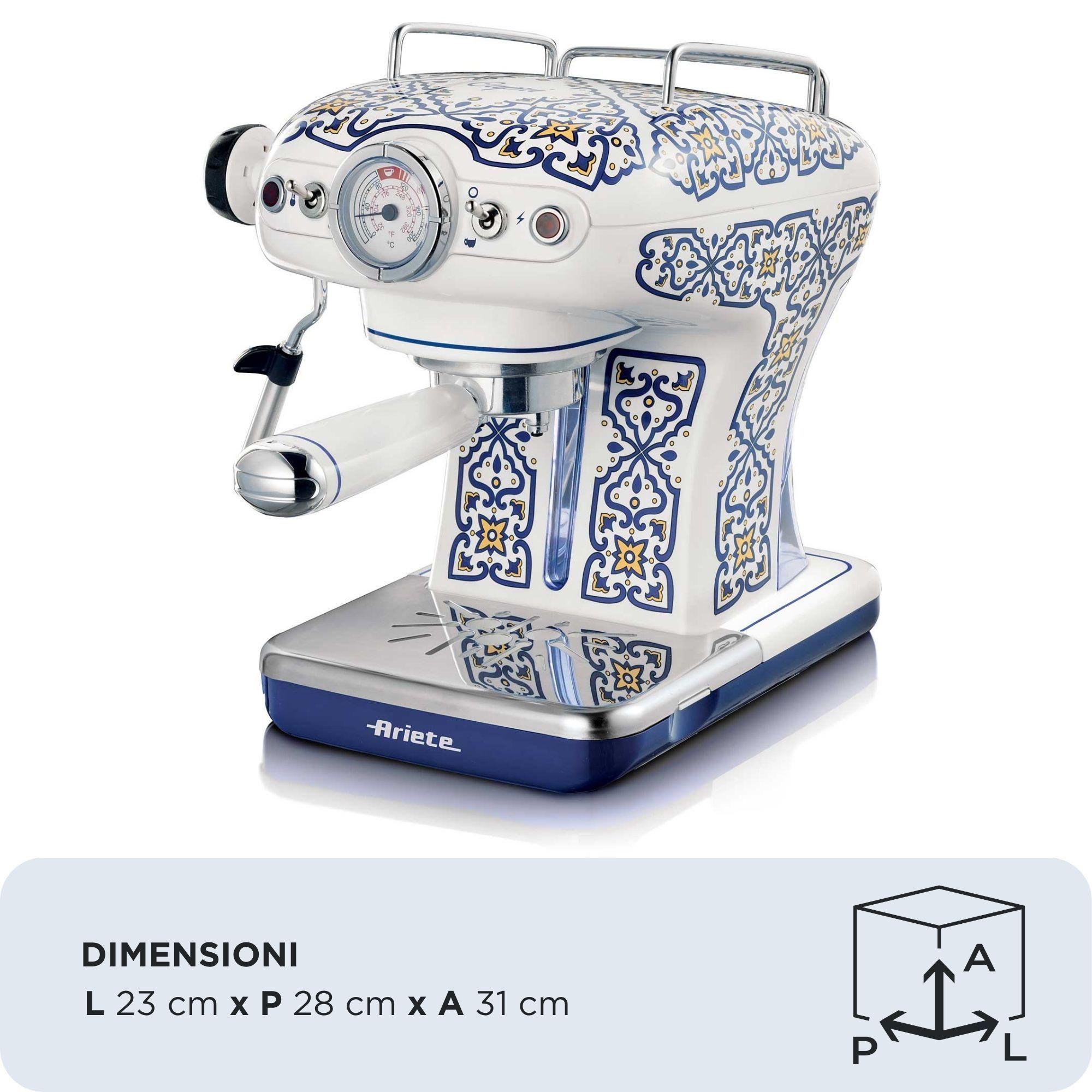 Máquina de Café Expresso Manual ARIETE 1389/1C Capri (Café moído, Doses individuais - 850 W - 15 bar - Branco e Azul-claro), miniatura 2