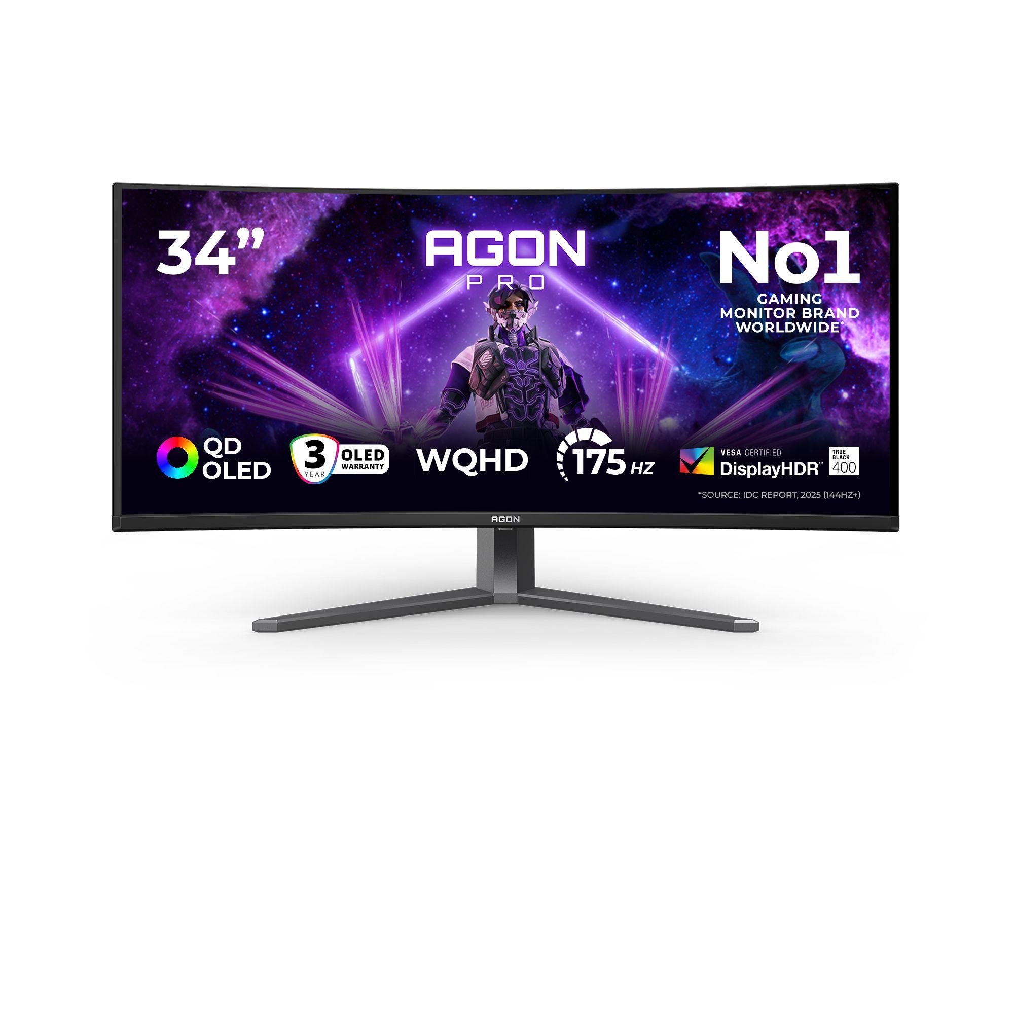 Monitor AOC AGON PRO AG346UCD (34" - OLED - 175 Hz - Preto/Cinzento)
