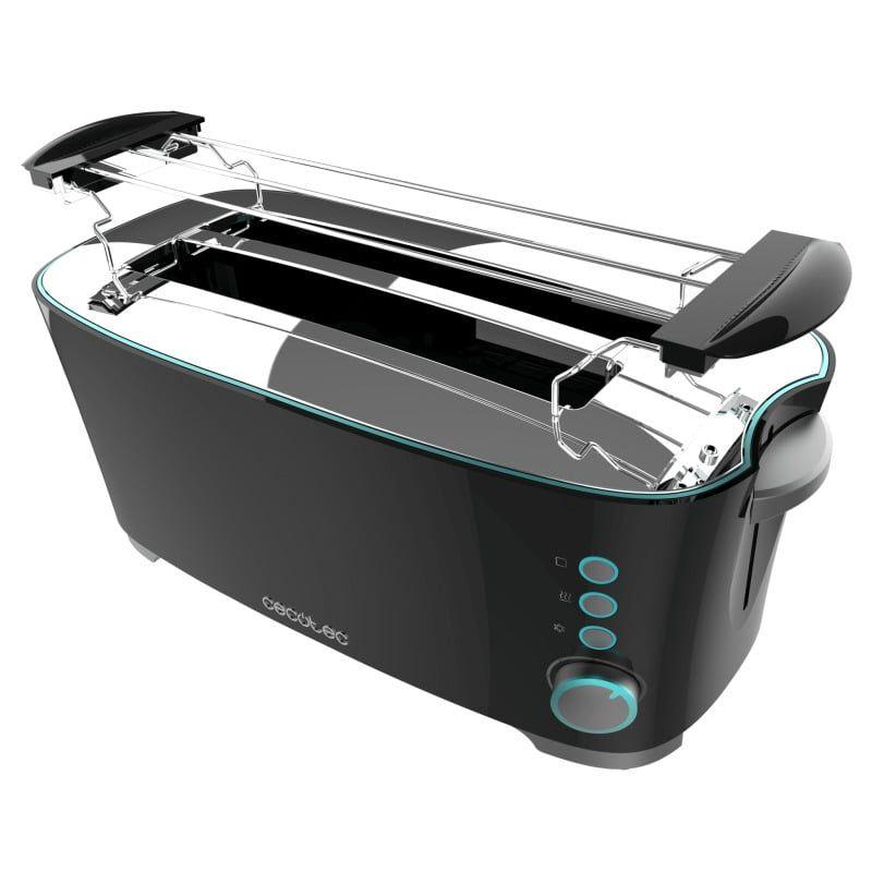 Torradeira CECOTEC Toast&Taste Extra Double (1350 W - 4 fatias - Aço inoxidável - Preto)