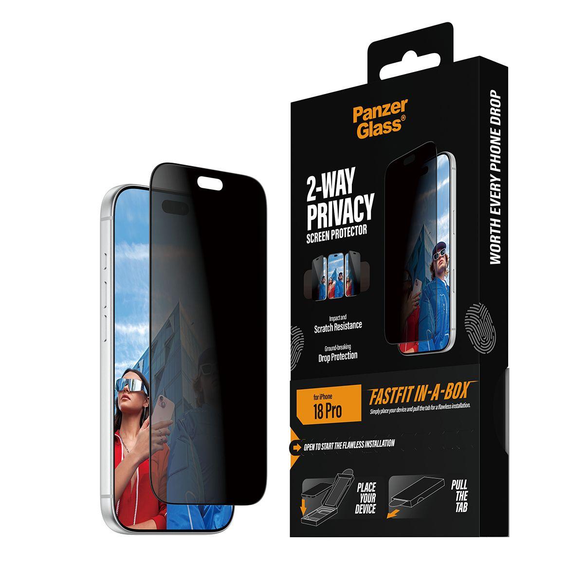 Película de Privacidade PANZERGLASS 2-Way Privacy iPhone 18 Pro Ultra-Wide Fit FASTFIT IN-A-BOX (Apple iPhone 18 Pro - Transparente), miniatura 7