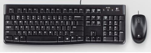 Teclado e Rato LOGITECH MK120 (Português - Membrana - USB - Preto)