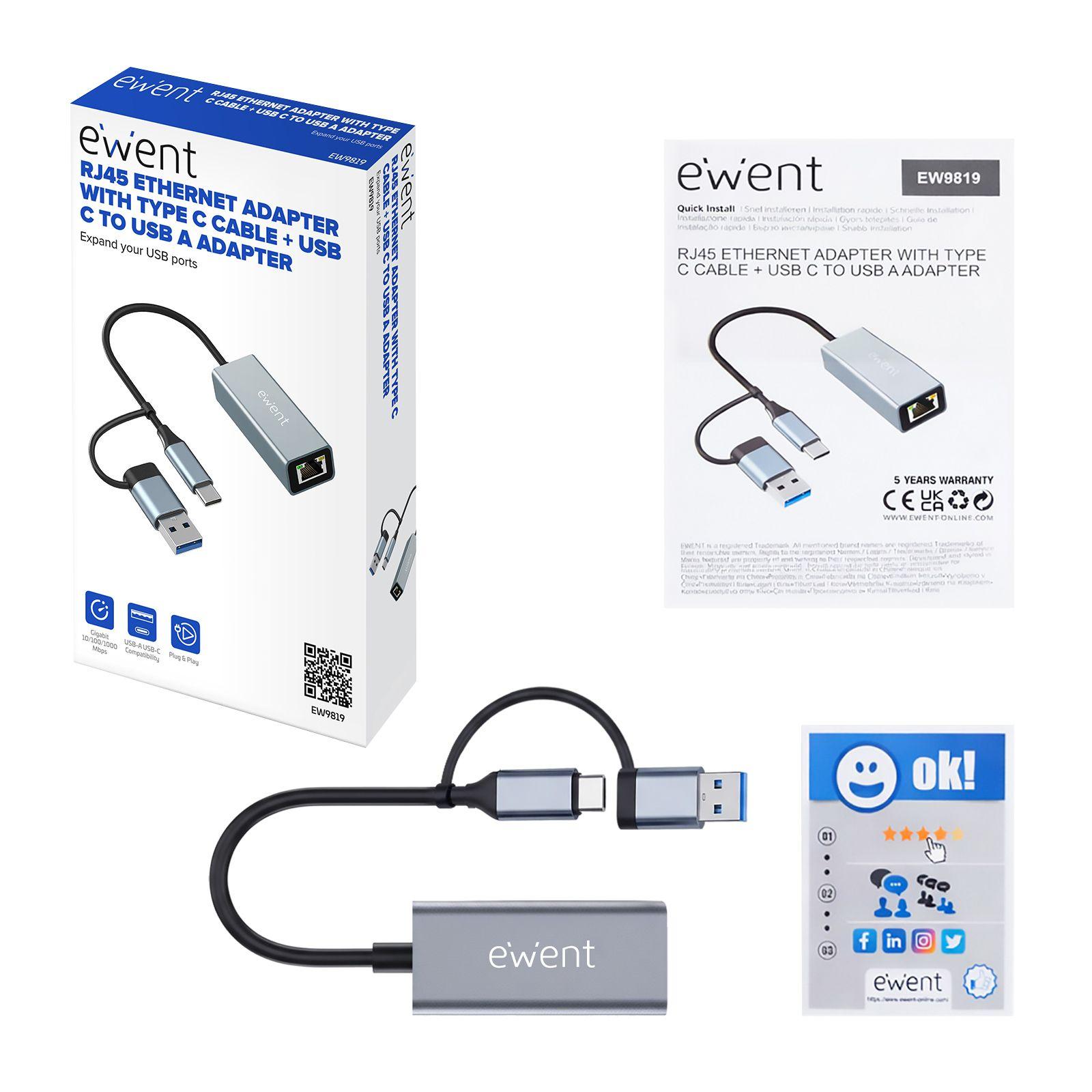 Adaptador de Rede EWENT EW9819 (0,15 m - Cinzento) — miniatura 3