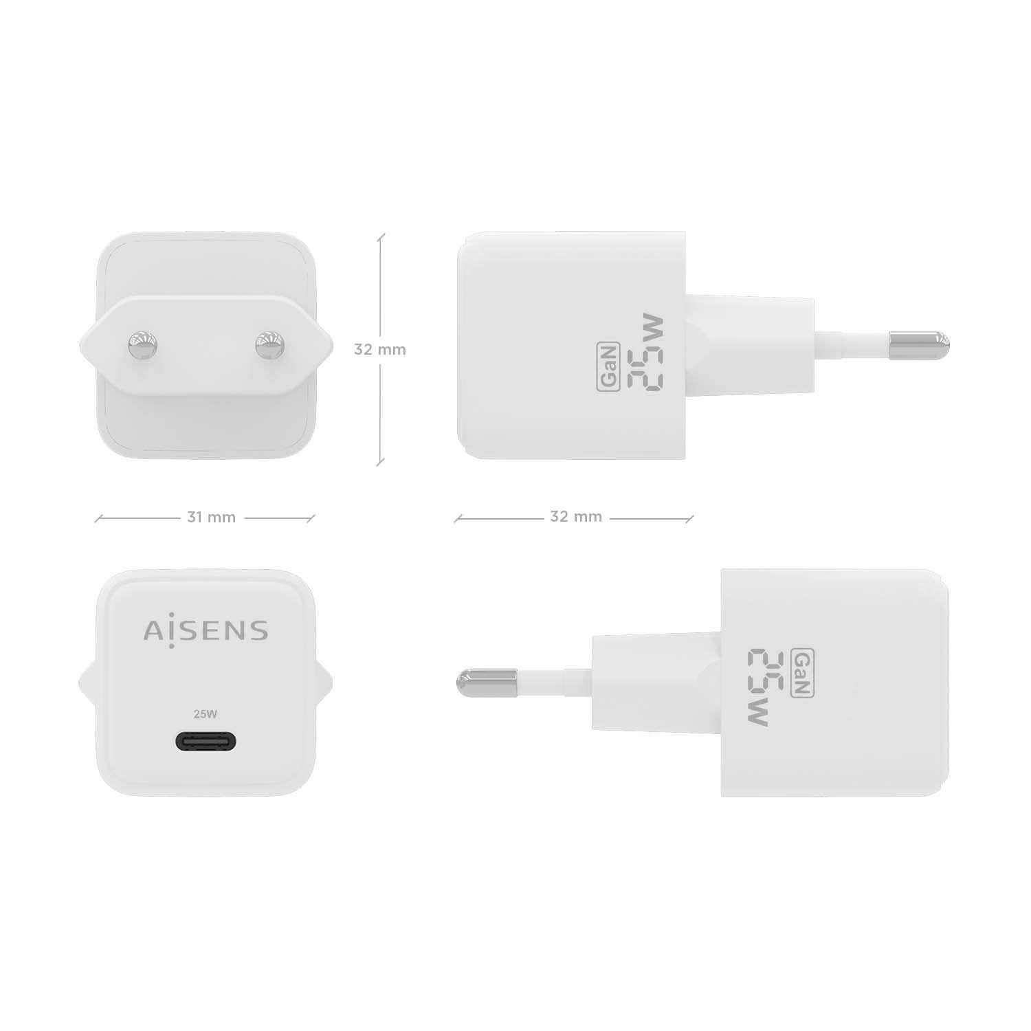 Carregador de Parede AISENS ASCH-25W1P012-W (25 W - Branco), miniatura 4