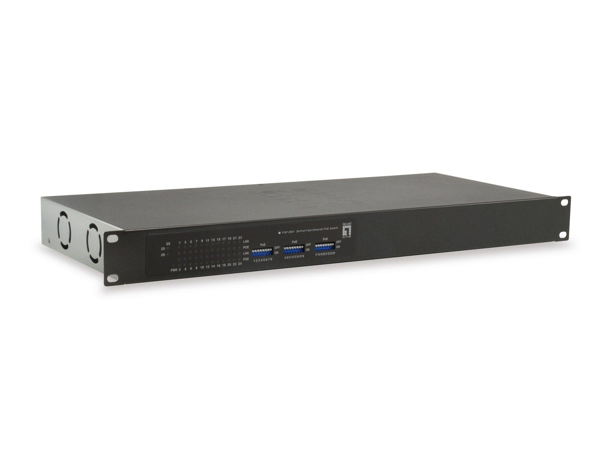 Switch LEVELONE FGP-2601W150 (0,512 MB - 8,8 Gbit/s - Gigabit Ethernet - Preto)