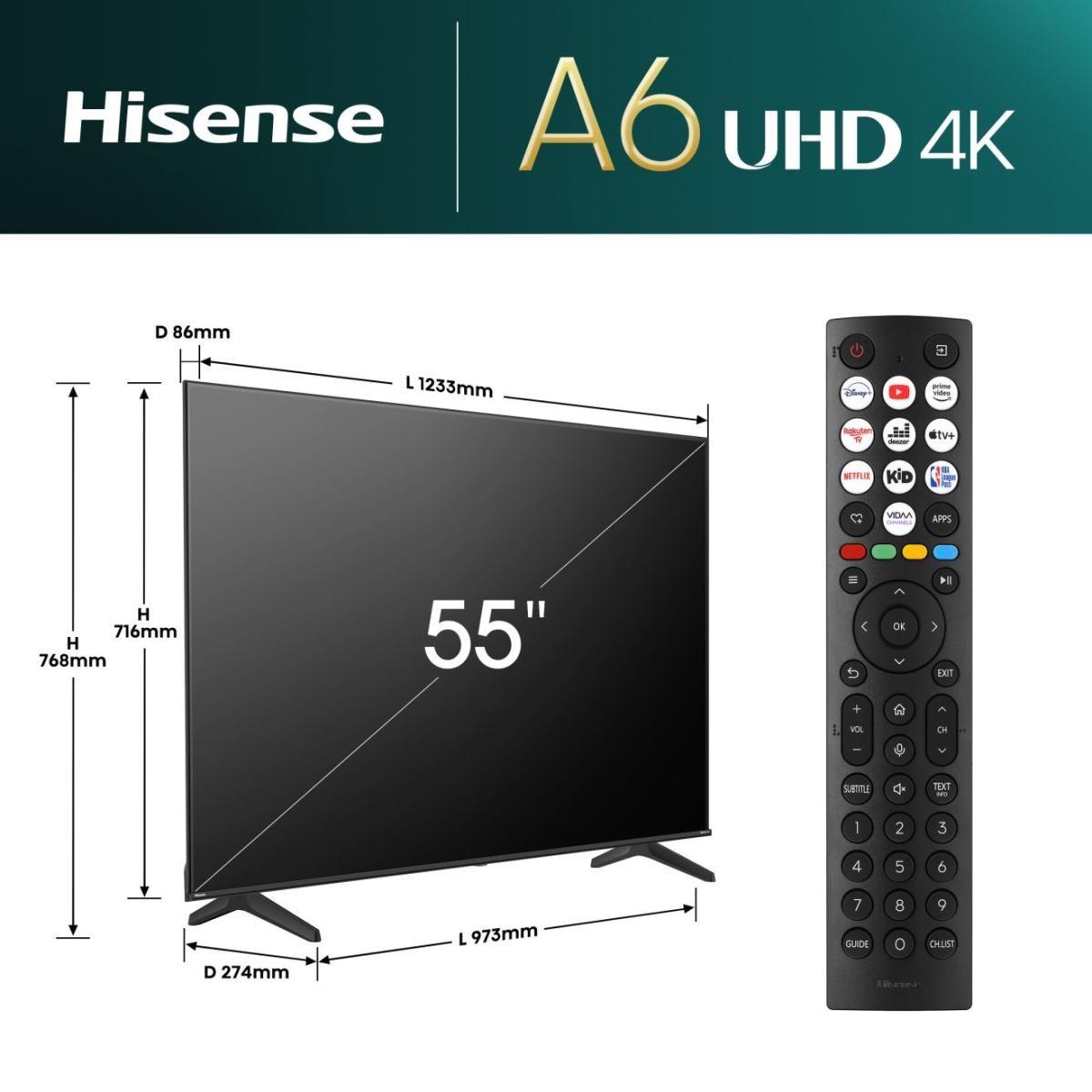 Televisão HISENSE TV 55A6N (55" - LED - 4K Ultra HD - Preto), miniatura 2