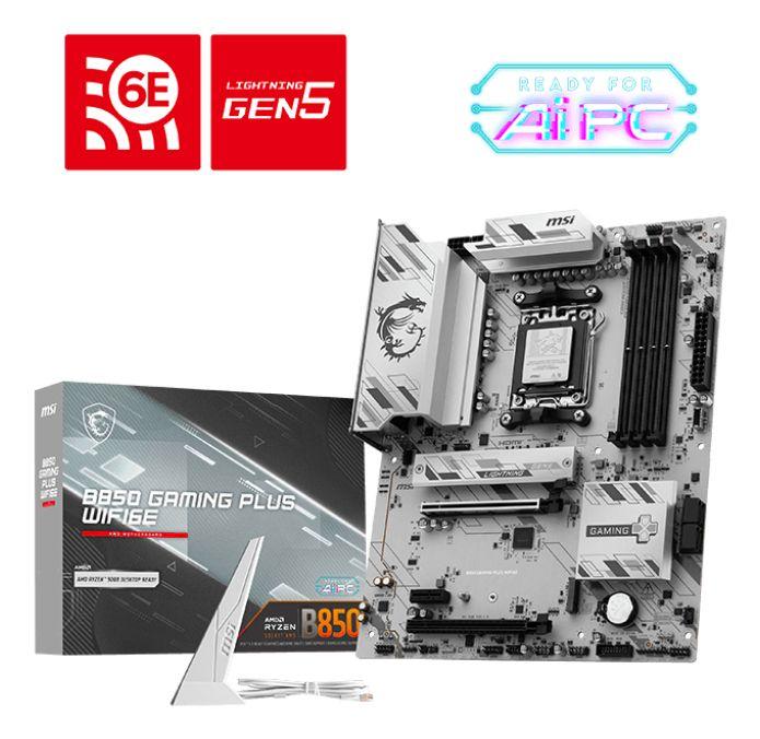 Motherboard MSI B850 GAMING PLUS WIFI6E (AM5 - ATX - Duplo canal - Preto)