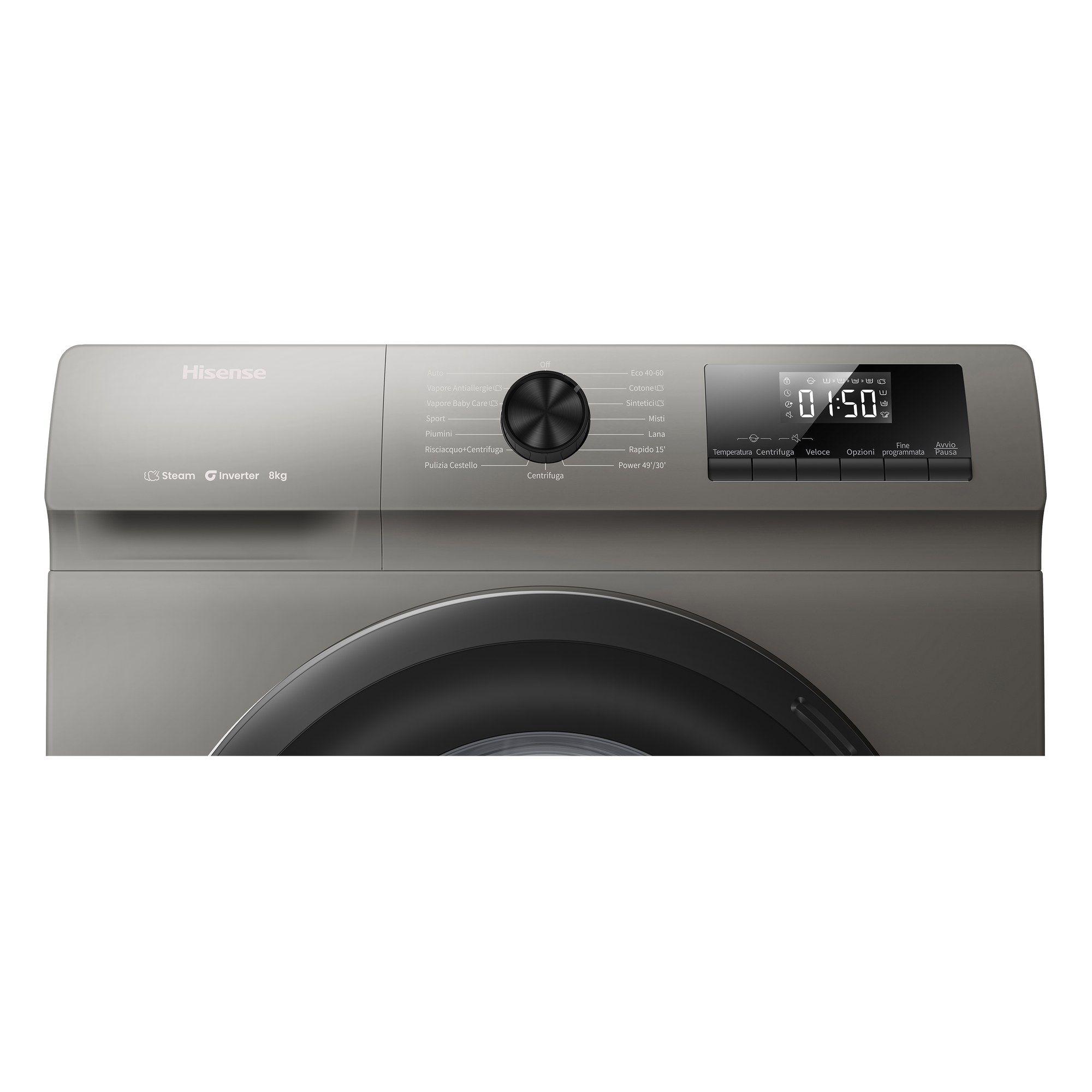 Máquina de Lavar Roupa Independente HISENSE WF1Q8041BT (1400 RPM - B - 40 l - Cinzento) — miniatura 3