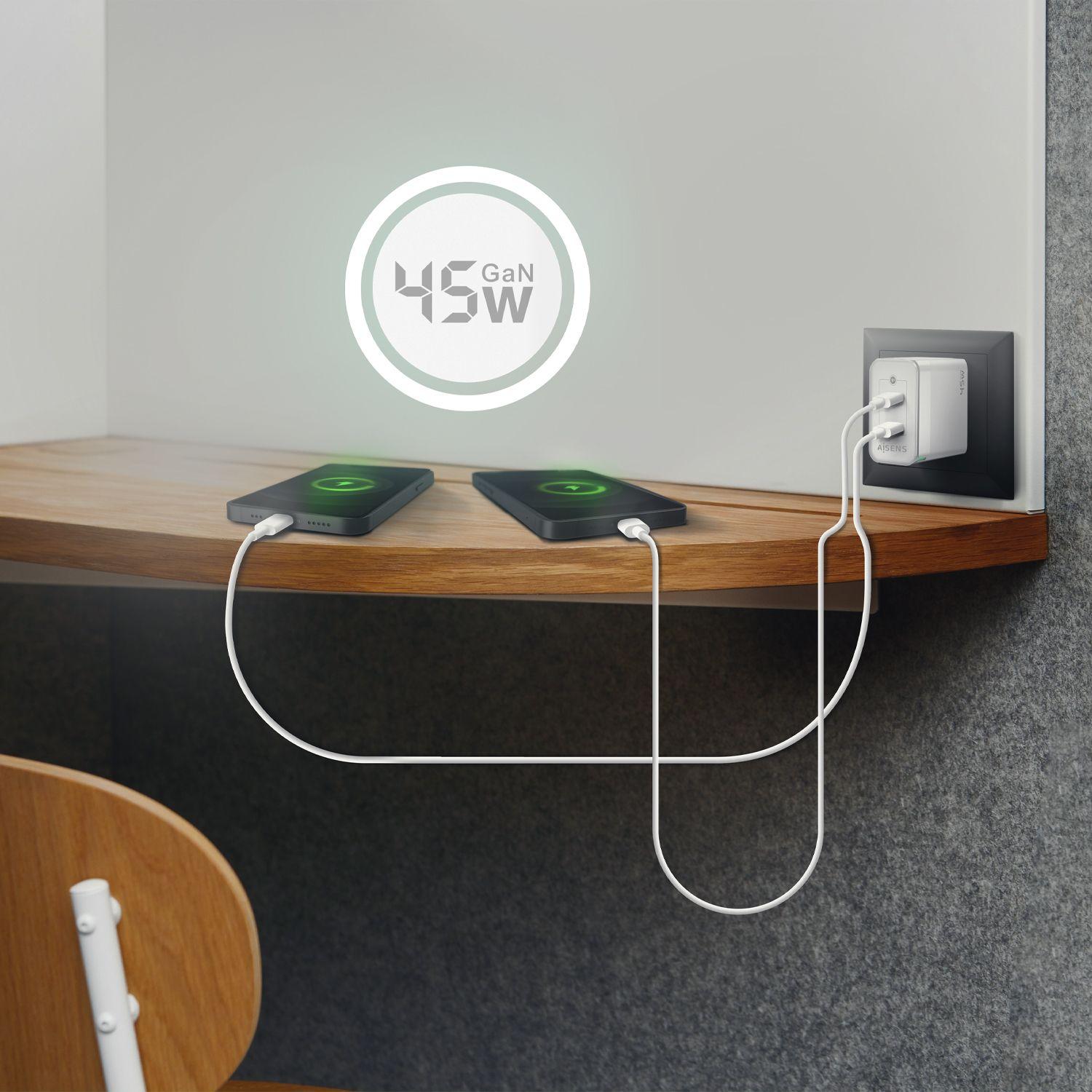 Carregador de Parede AISENS ASCH-45W2P005-W (45 W - Branco), miniatura 5