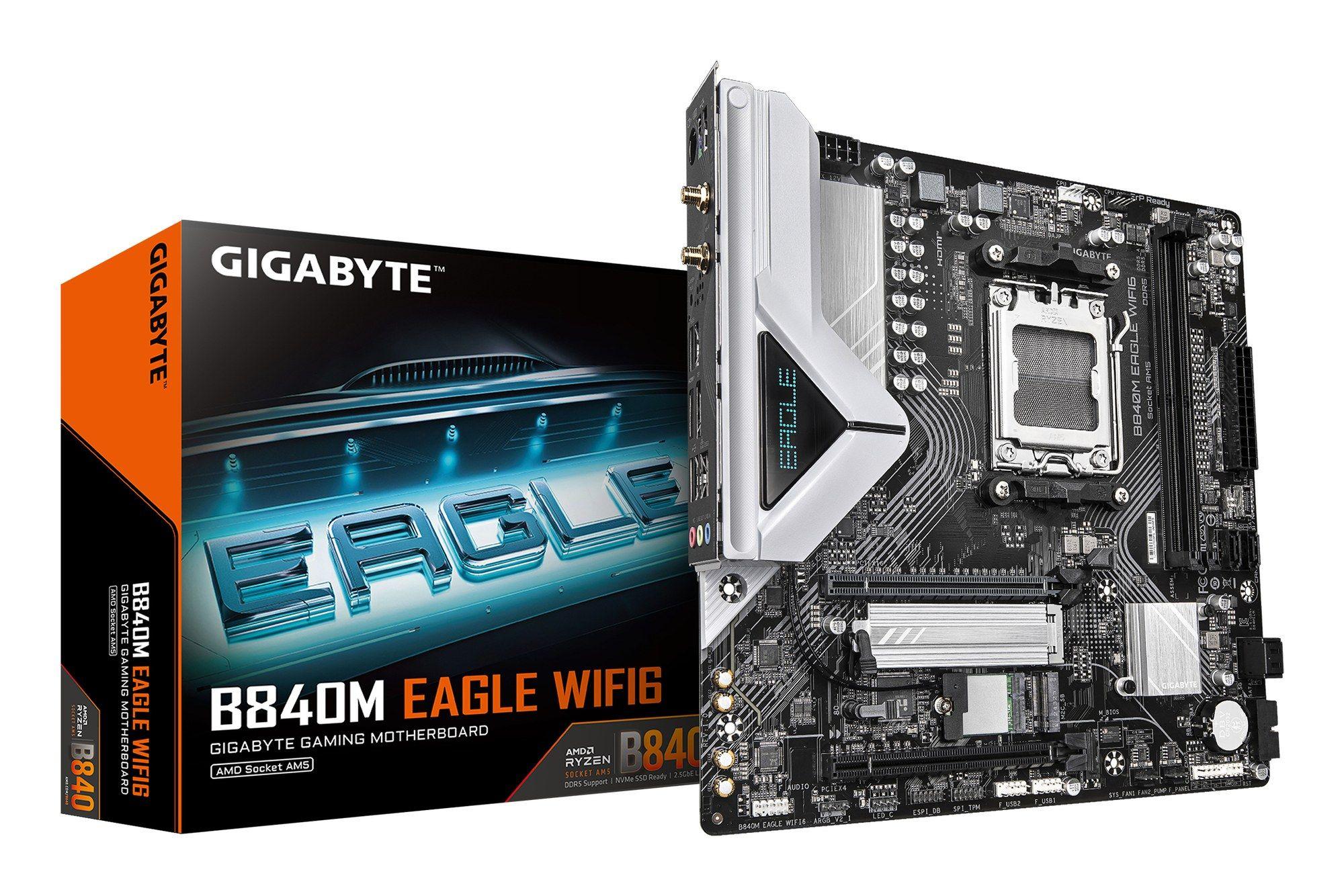 Motherboard GIGABYTE B840M EAGLE WiFi6 (AM5 - Micro ATX - Duplo canal - Castanho escuro)