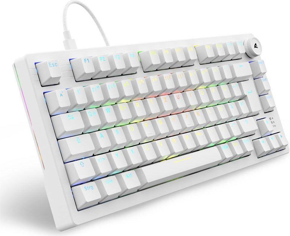 Teclado SHARKOON SKILLER SGK25 (Alemão - Huano Red - 75% - Branco)