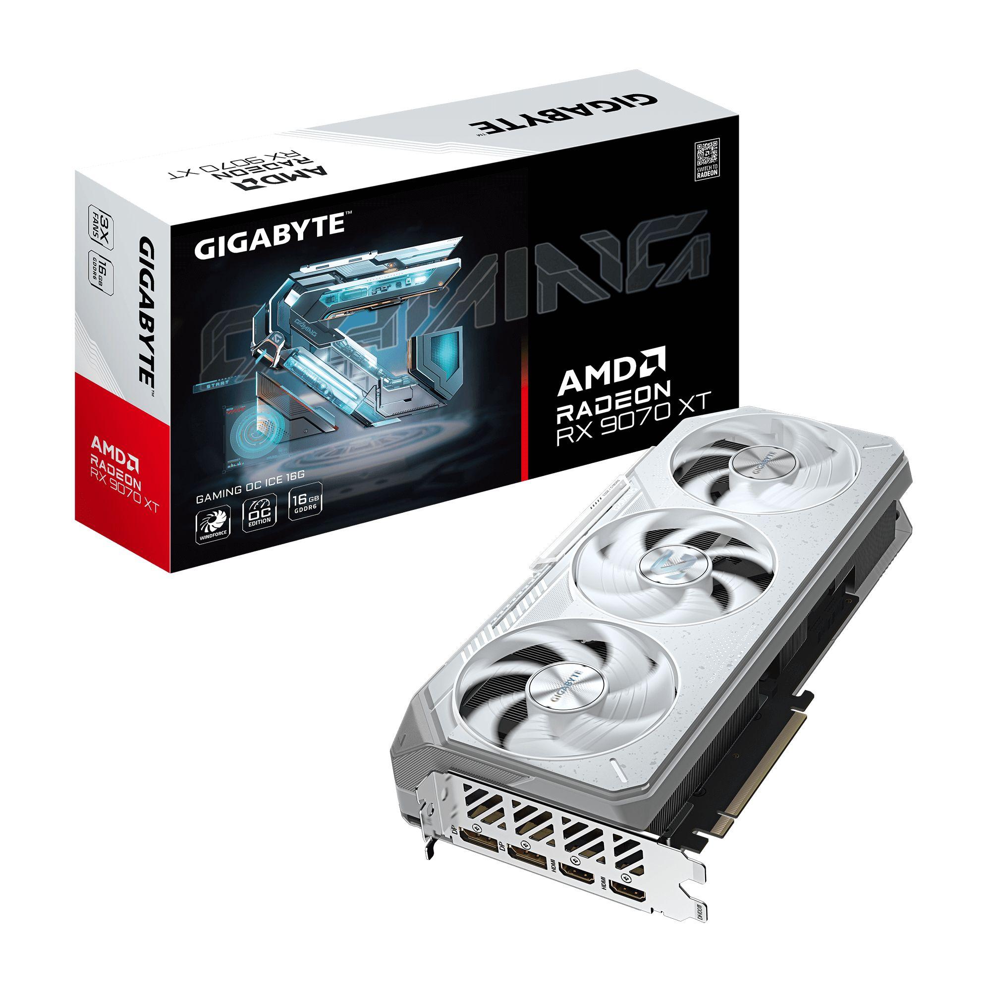 Placa Gráfica GIGABYTE Radeon RX 9070 XT GAMING OC ICE 16G (Radeon RX 9070 XT - 16 GB - 256 bits - Branco)