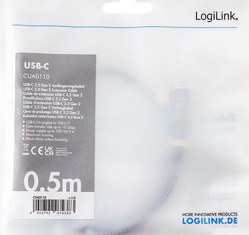 Cabo de Extensão USB-C LOGILINK CUA0110 (0,5 m - USB-C - Preto e Cinzento) — miniatura 4