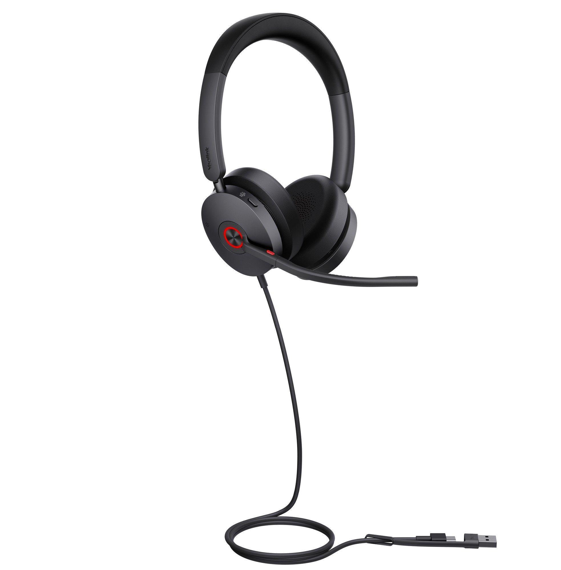 Auscultadores YEALINK UH48 Dual Microsoft Teams USB-C/A (Binaural - Com fios - Supra-aural - Preto)
