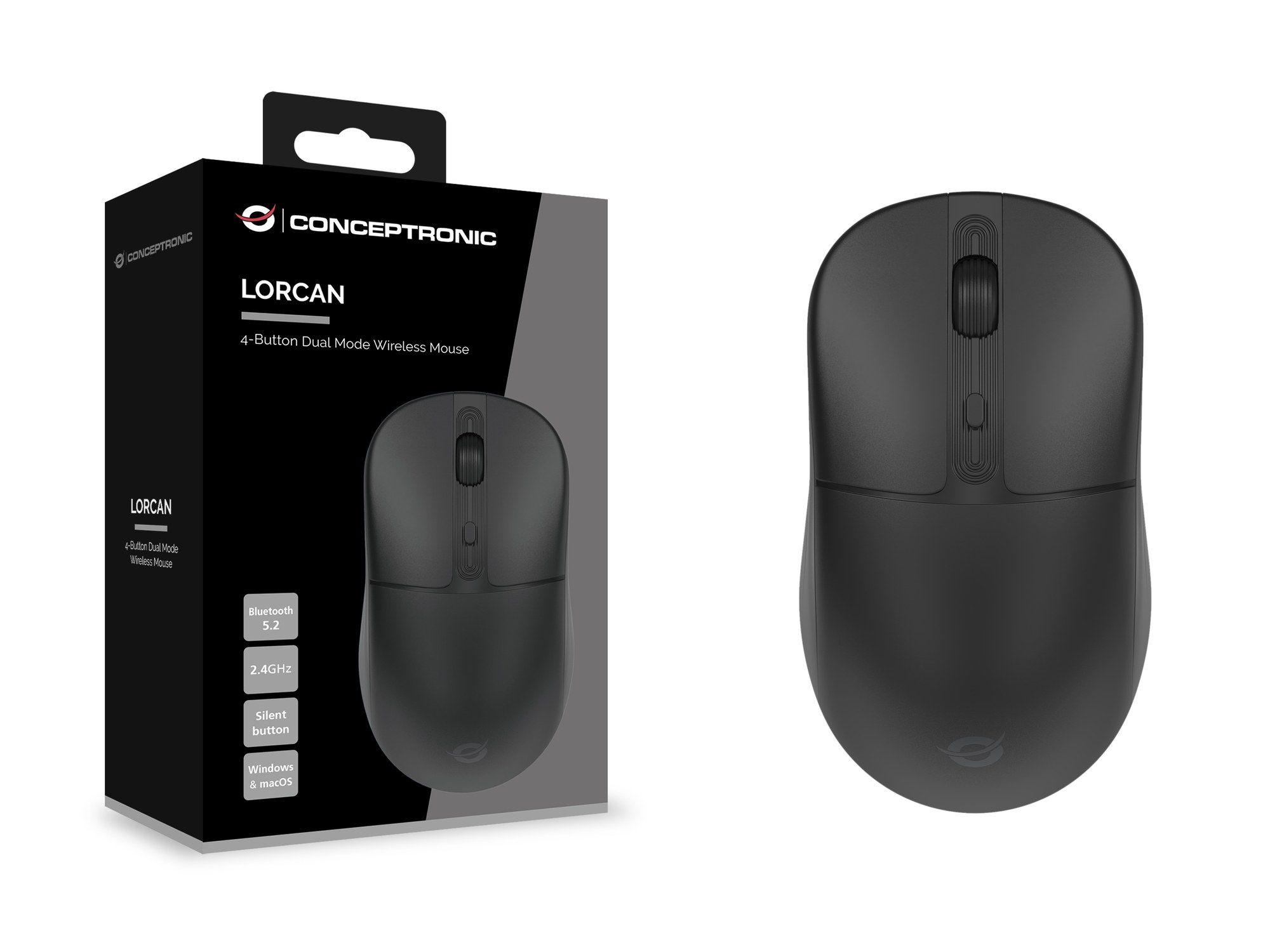 Rato CONCEPTRONIC LORCAN04B (Ambidestro - 1600 DPI - Ótico - Preto) — miniatura 7