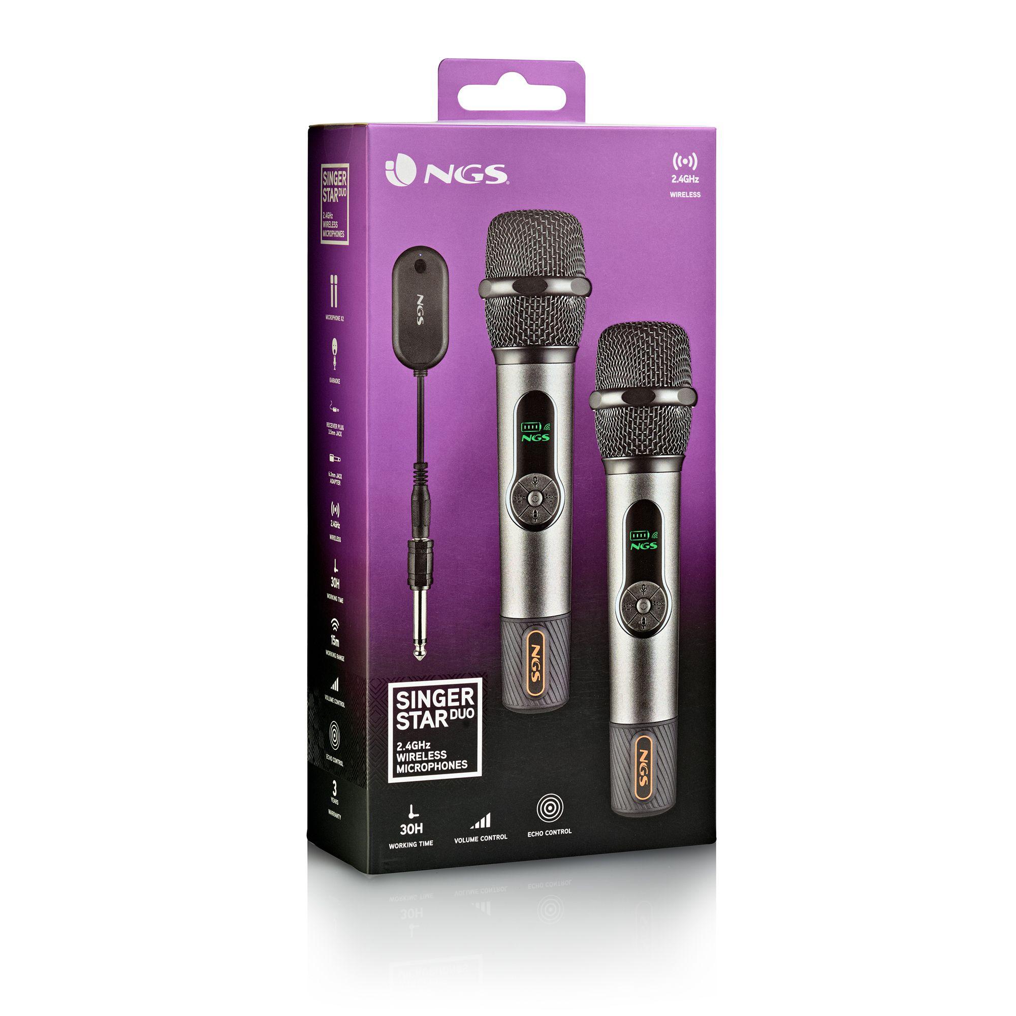 Kit de Microfones Sem Fios NGS SINGER STAR DUO (Sem fios - Preto) — miniatura 7