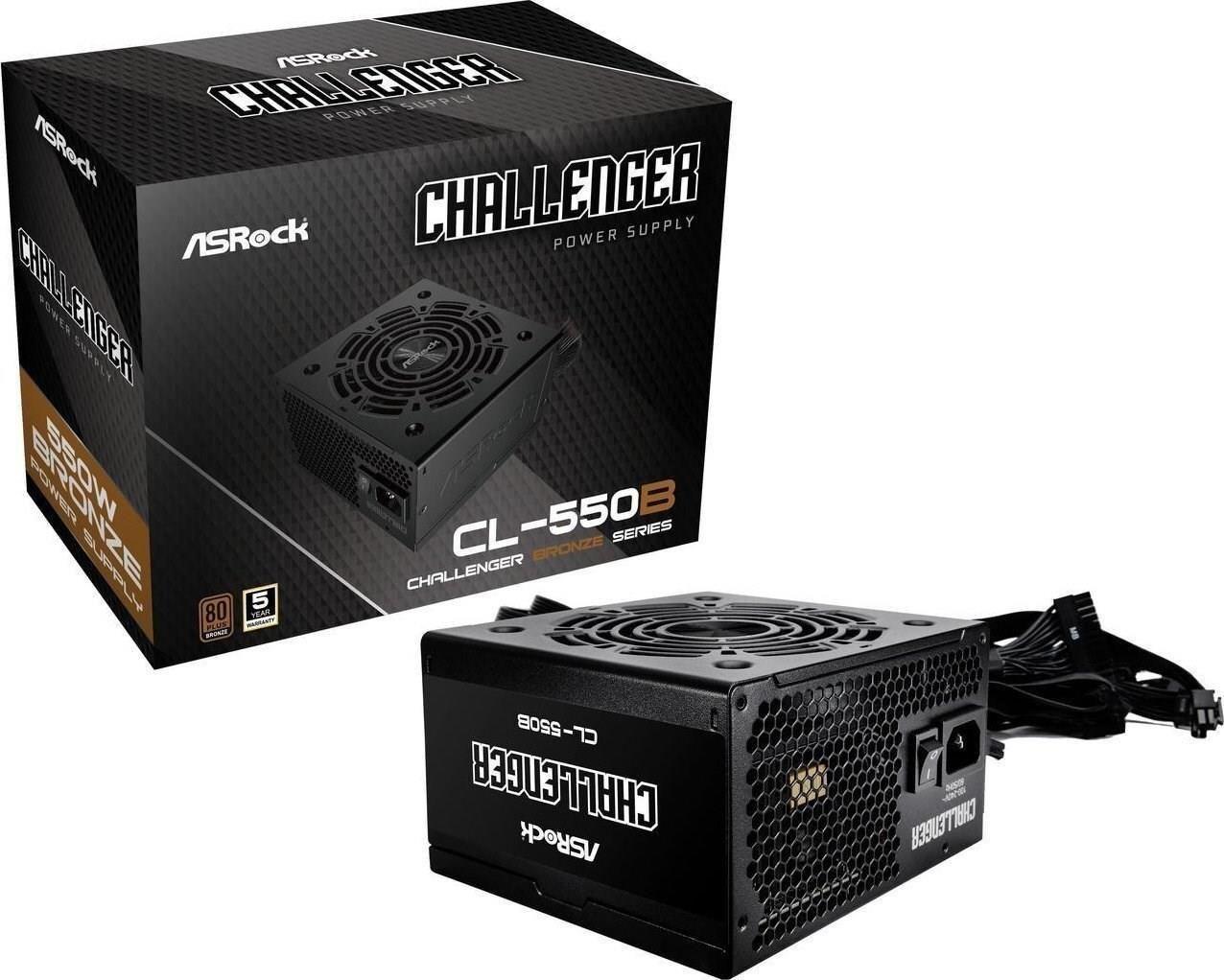 Fonte de Alimentação ASROCK Challenger CL-550B (ATX - 550 W - 80 PLUS Bronze - Preto)