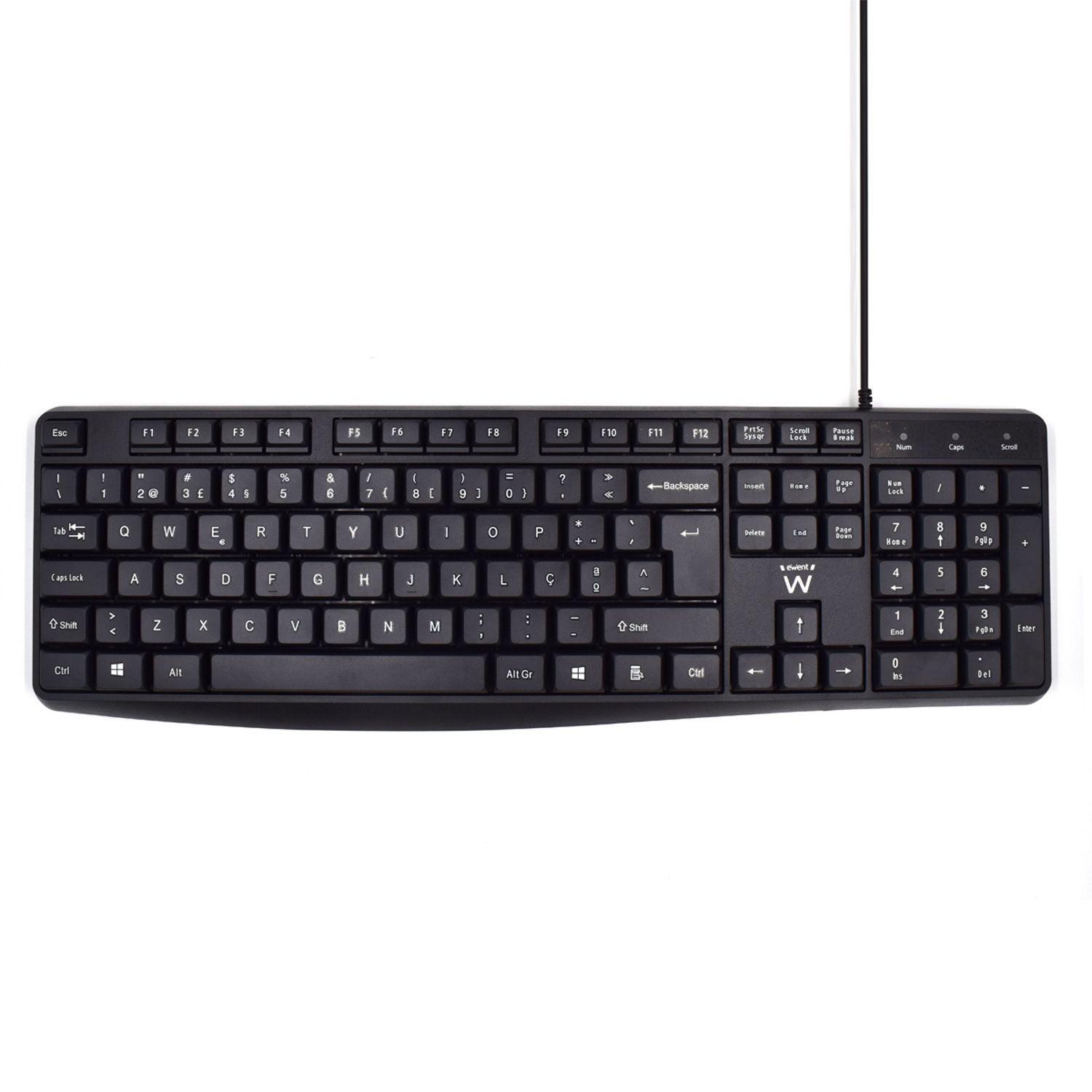 Teclado EWENT EW3002 (Português - Membrana - Tamanho completo - Preto)