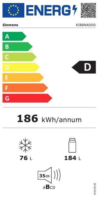 Frigorífico Combinado de Encastre SIEMENS KI86NADD0 (260 litros - 177,2x55,8x54,8 cm - 177 cm - Branco), miniatura 2
