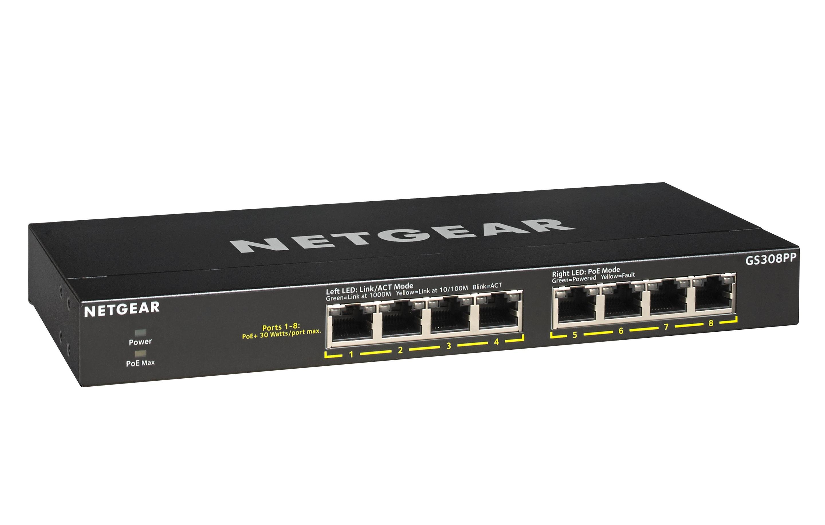 Switch NETGEAR GS308PP (Gigabit Ethernet - 0,192 MB - 16 Gbit/s - Preto), miniatura 5