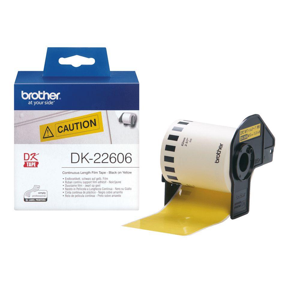 Fita de Etiquetas BROTHER DK-22606 (Preto sobre Amarelo)