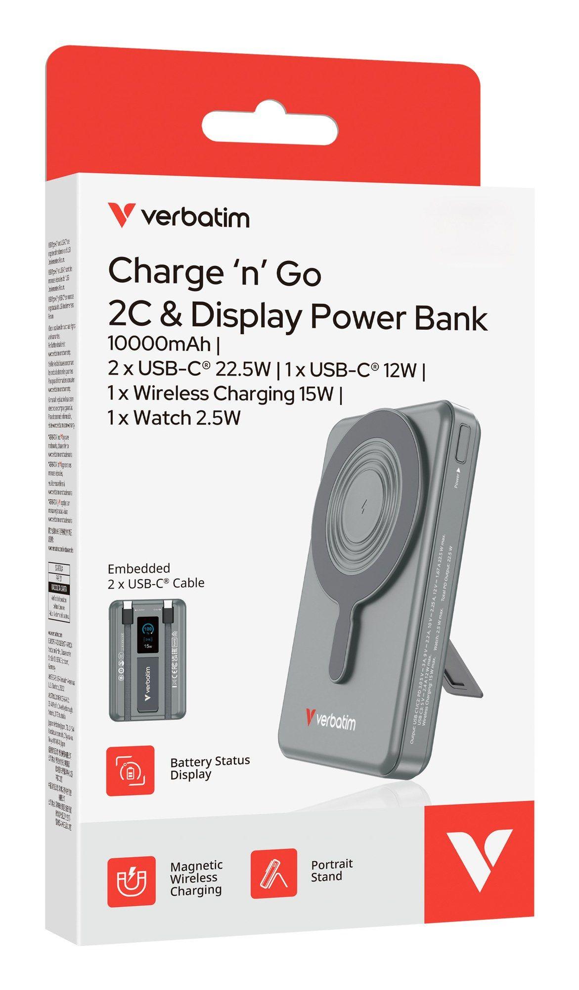 Powerbank VERBATIM Charge’n’Go 2C & Display 32272 (10000 mAh - 38,5 Wh - USB Type-C - Cinzento) — miniatura 4