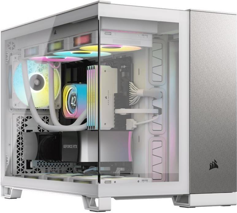 Caixa PC CORSAIR 2500X (MicroATX, mini ITX - 2.5" - Aço, vidro temperado - Branco/Cinzento Acetinado)