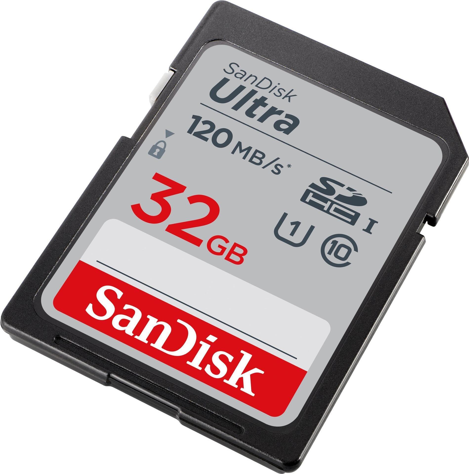 Cartão de Memória SANDISK Ultra SDSDUN4-032G-GN6IM (32GB - Classe 10 - 120 MB/s - Preto)