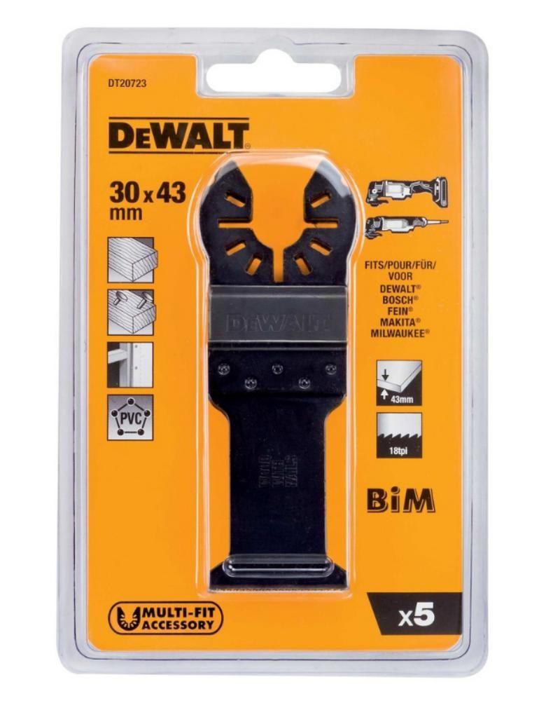 Lâmina de Serra para Ferramenta Multifunções Bi-Metal DEWALT DT20723-QZ (43 x 30 mm - Pack de 5 unidades)