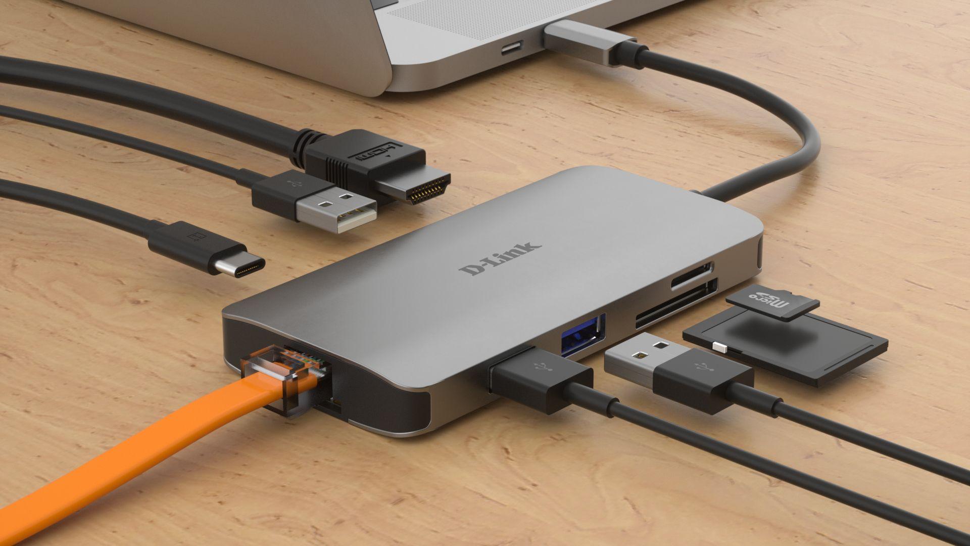Hub USB-C D-LINK DUB-M810 (0,15 m - Cinzento) — miniatura 4