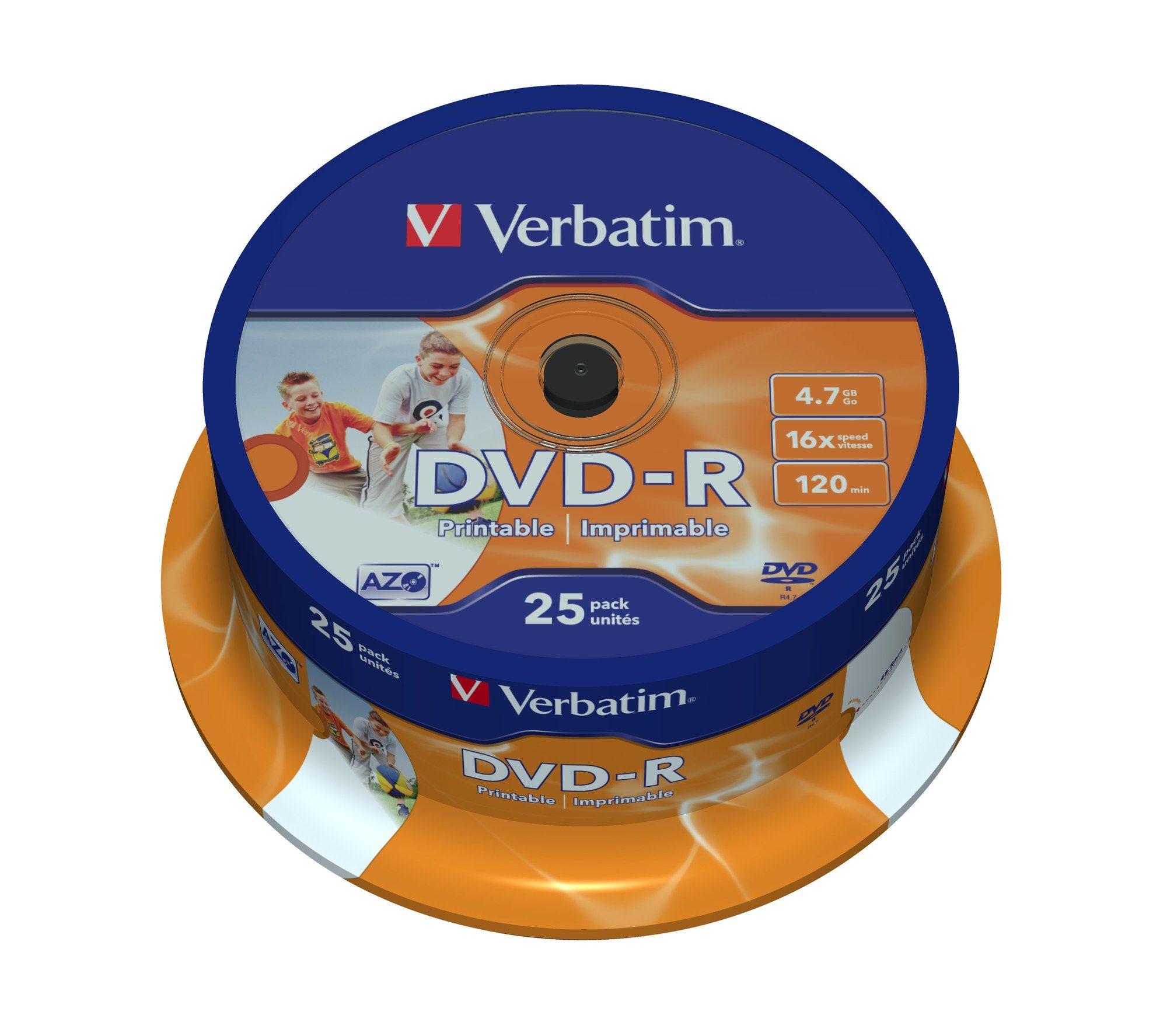 Disco DVD-R VERBATIM ECVRBDMRL25 (4,7GB - 16x - Pack de 25 - Imprimível)