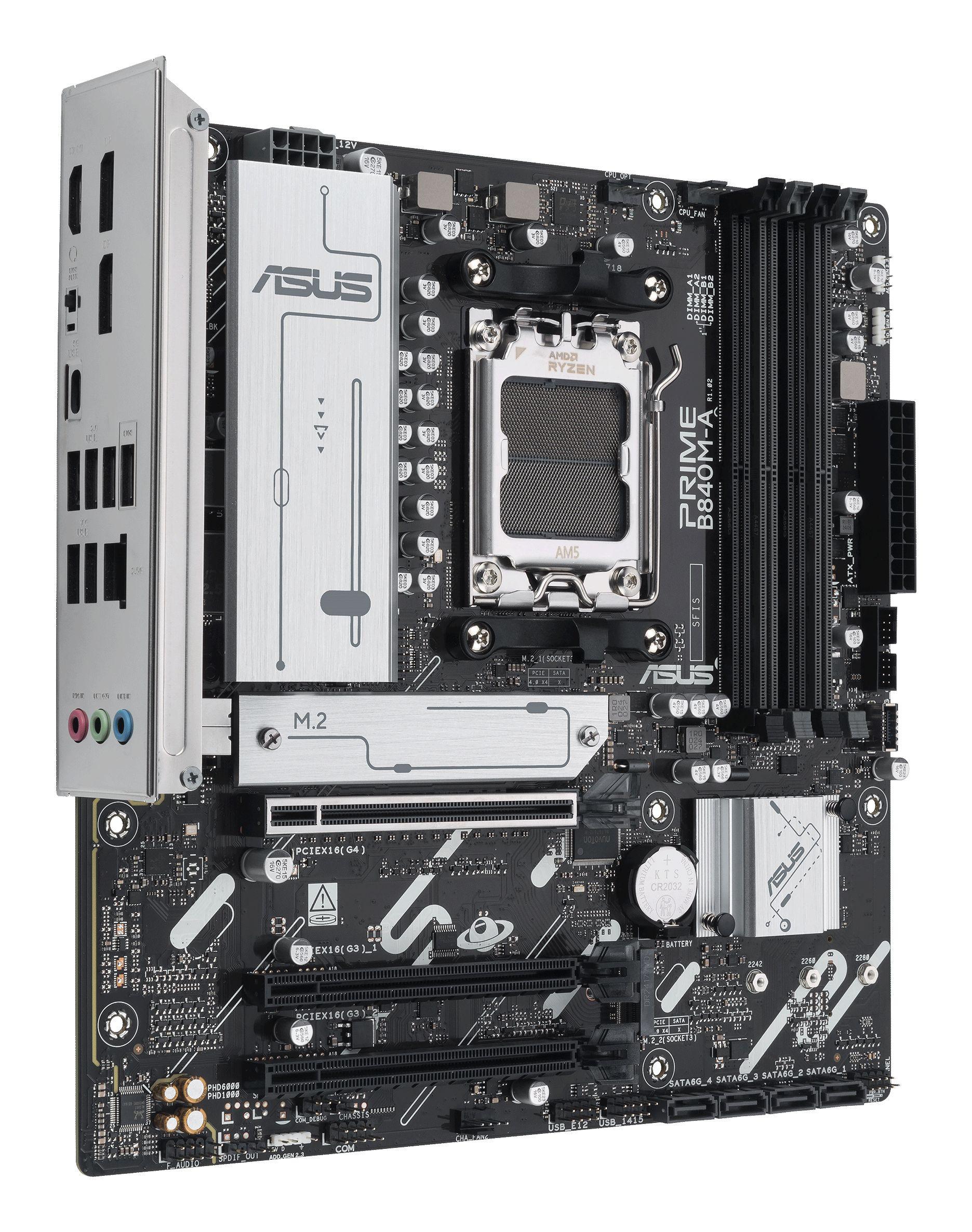Motherboard ASUS PRIME B840M-A-CSM (AM5 - micro ATX - Duplo canal - Cinzento) — miniatura 3