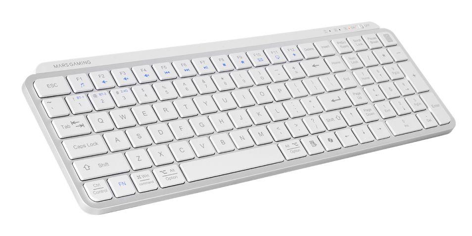 Teclado MARS GAMING MK-SILENKEYS (Espanhol - Teclas tesoura - RF Wireless + Bluetooth - Branco)
