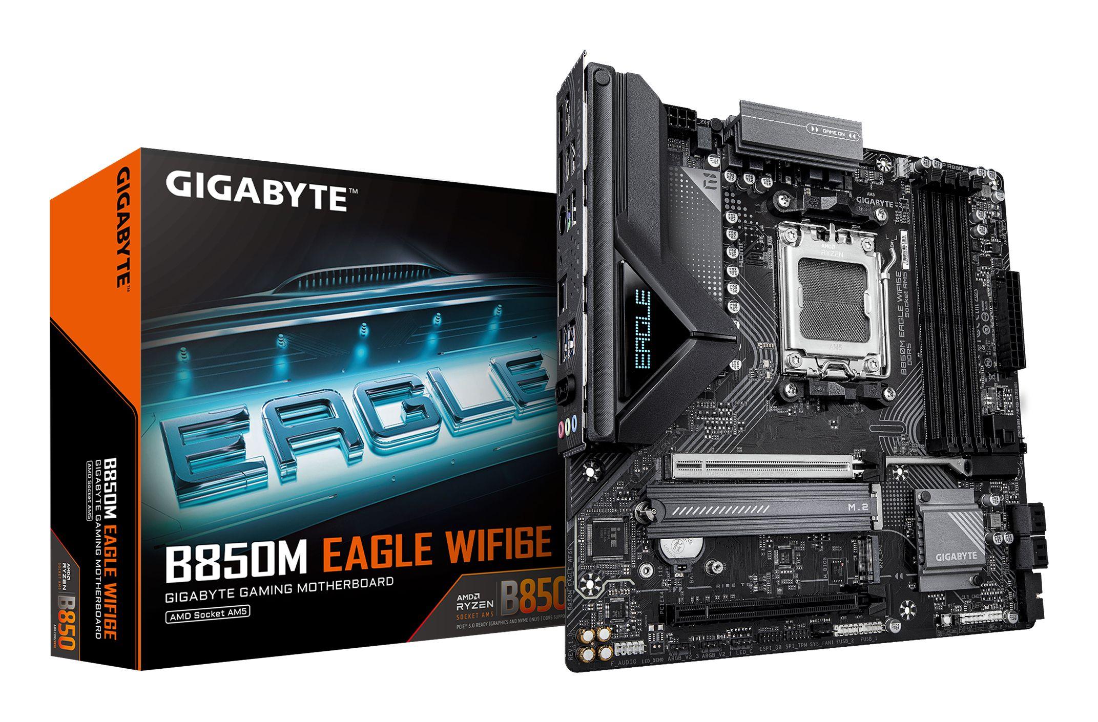 Motherboard GIGABYTE B850M EAGLE WIFI6E (AM5 - micro-ATX - Duplo canal - Castanho escuro)