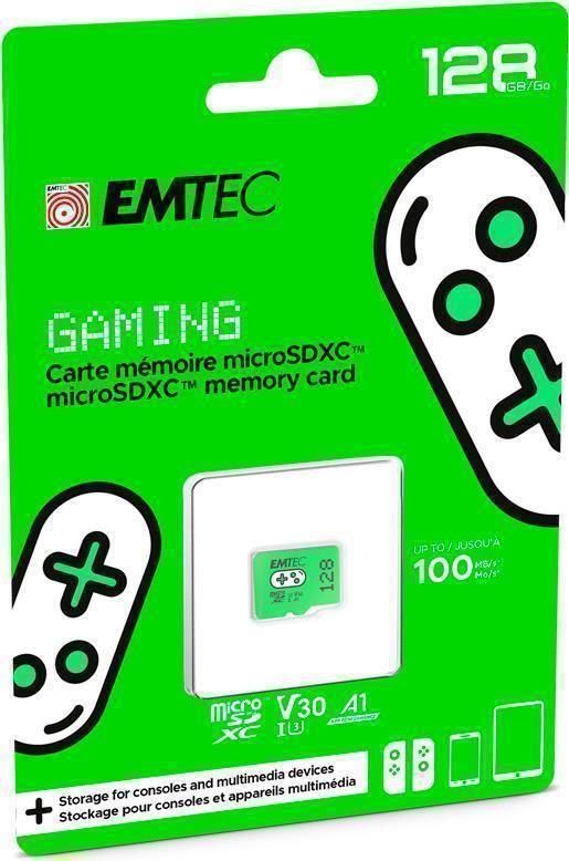 Cartão de Memória EMTEC ECMSDM128GXCU3G (128GB - Classe 10 - 100 MB/s - Verde)