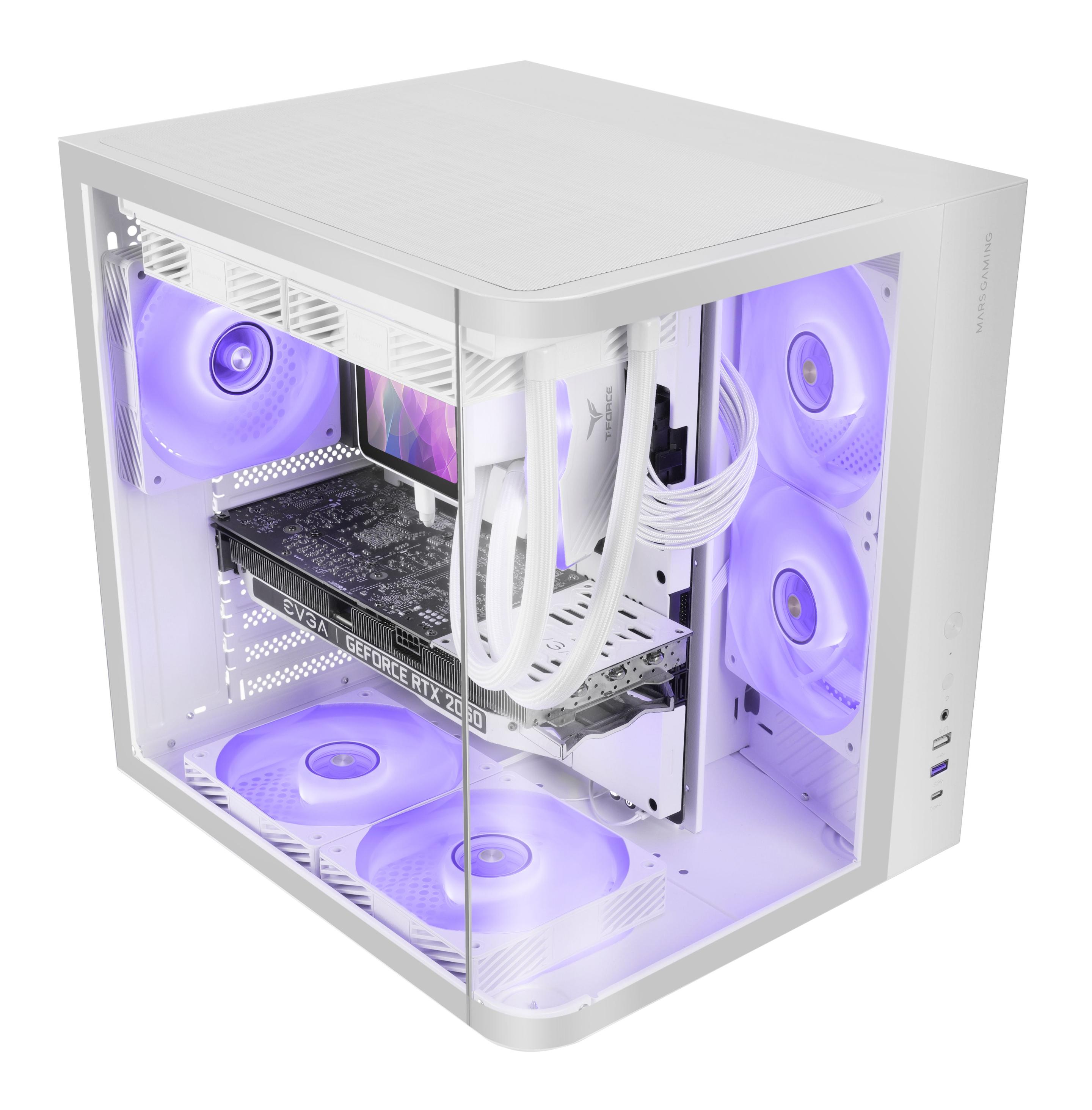 Caixa PC MARS GAMING MC-CURV (ATX, micro-ATX, Mini-ITX - Midi Tower - ATX, Mini-ITX, micro-ATX - Branco) — miniatura 2