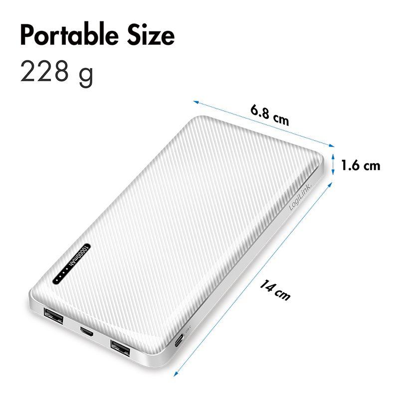 Power Bank LOGILINK PA0328WRF (10000 mAh - Até 12 W - Micro-USB + USB Type-C - Branco), miniatura 4