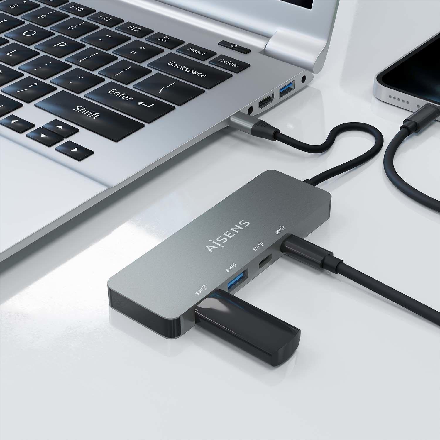 Hub USB-C AISENS A109-0694 (0,15 m - Cinzento), miniatura 5