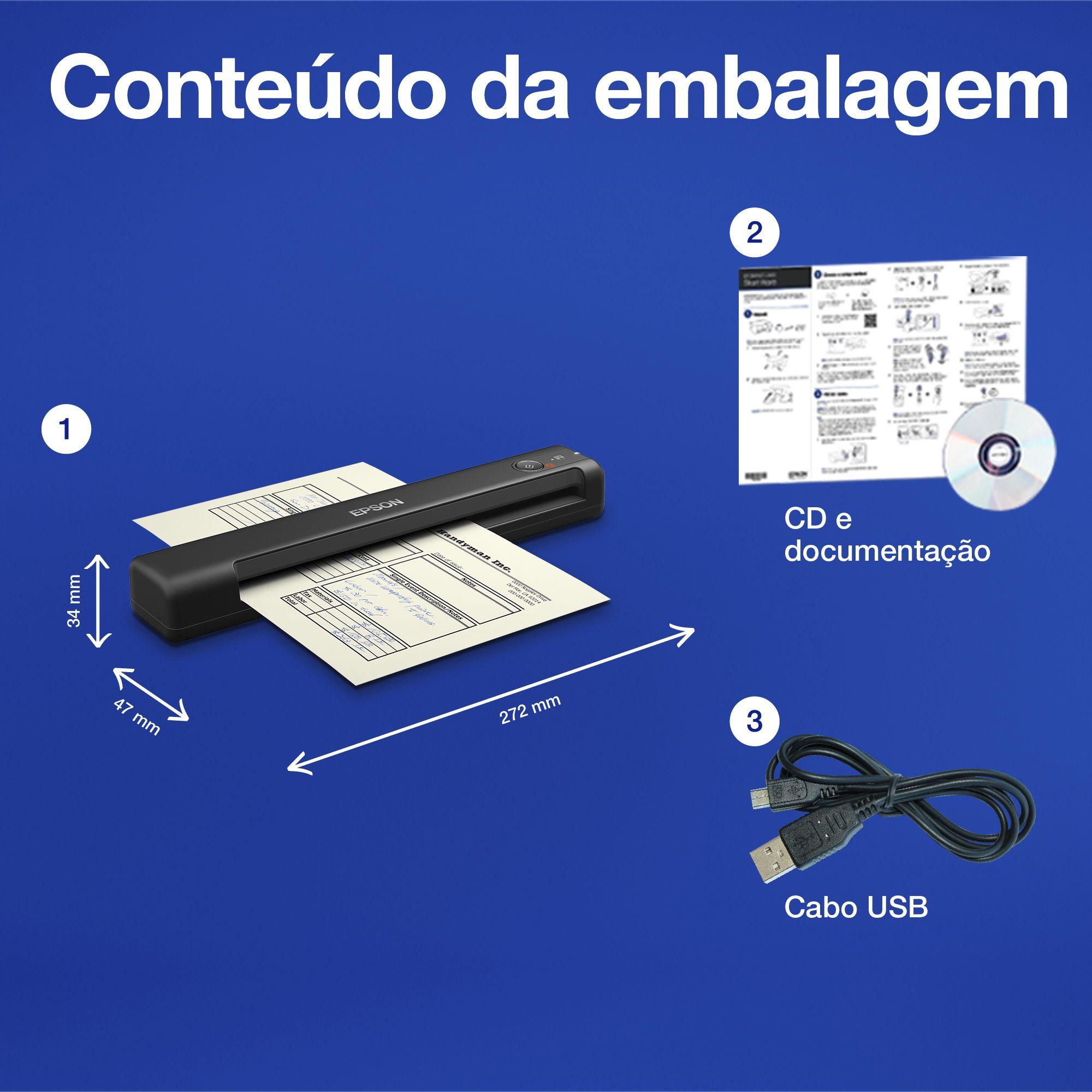 Scanner Portátil EPSON WorkForce ES-50 (Hi-Speed USB 2.0 - USB - Preto) — miniatura 6