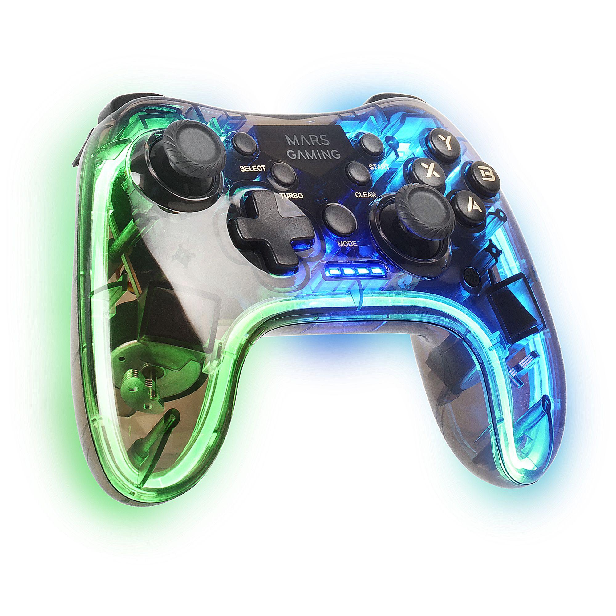 Comando MARS GAMING MGP24 (PlayStation/Xbox - USB Type-A para USB Type-C - Sem fios - Preto Transparente) — miniatura 3