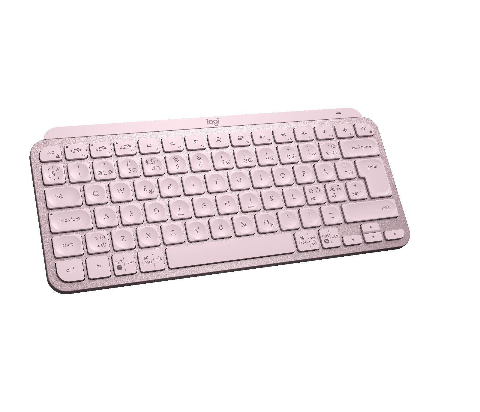 Teclado LOGITECH MX Keys Mini (Nórdico - Teclas tesoura - RF Wireless + Bluetooth - Rosa) — miniatura 3