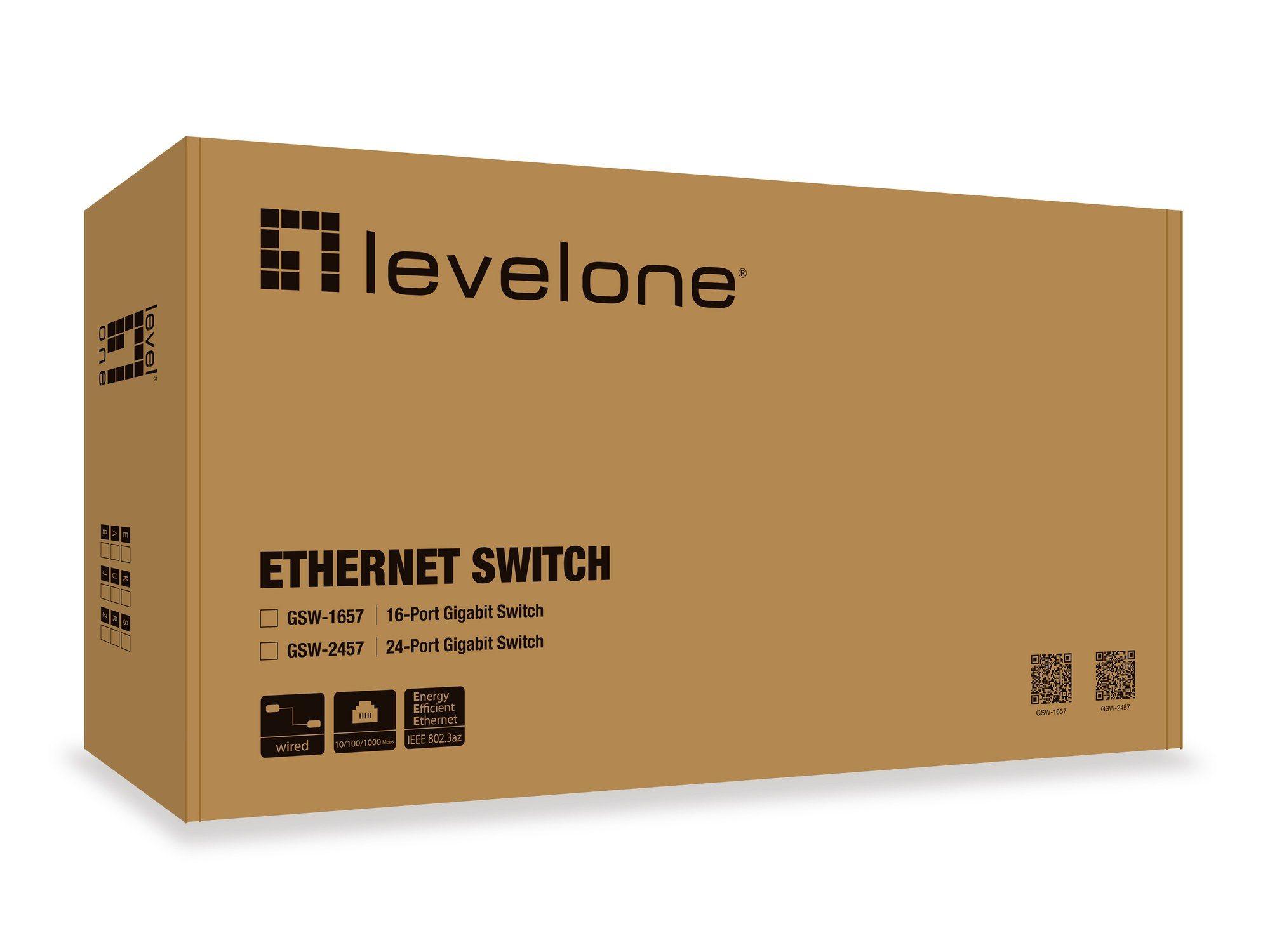 Switch de Rede LEVEL ONE GSW-2457 (RJ-45 Gigabit Ethernet - 10/100/1000 Mbps - 0,5 MB - Preto) — miniatura 3