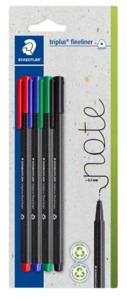 Marcadores de Ponta Fina STAEDTLER triplus rPP 334-S BK4 (Plástico reciclado - Cores Sortidas)