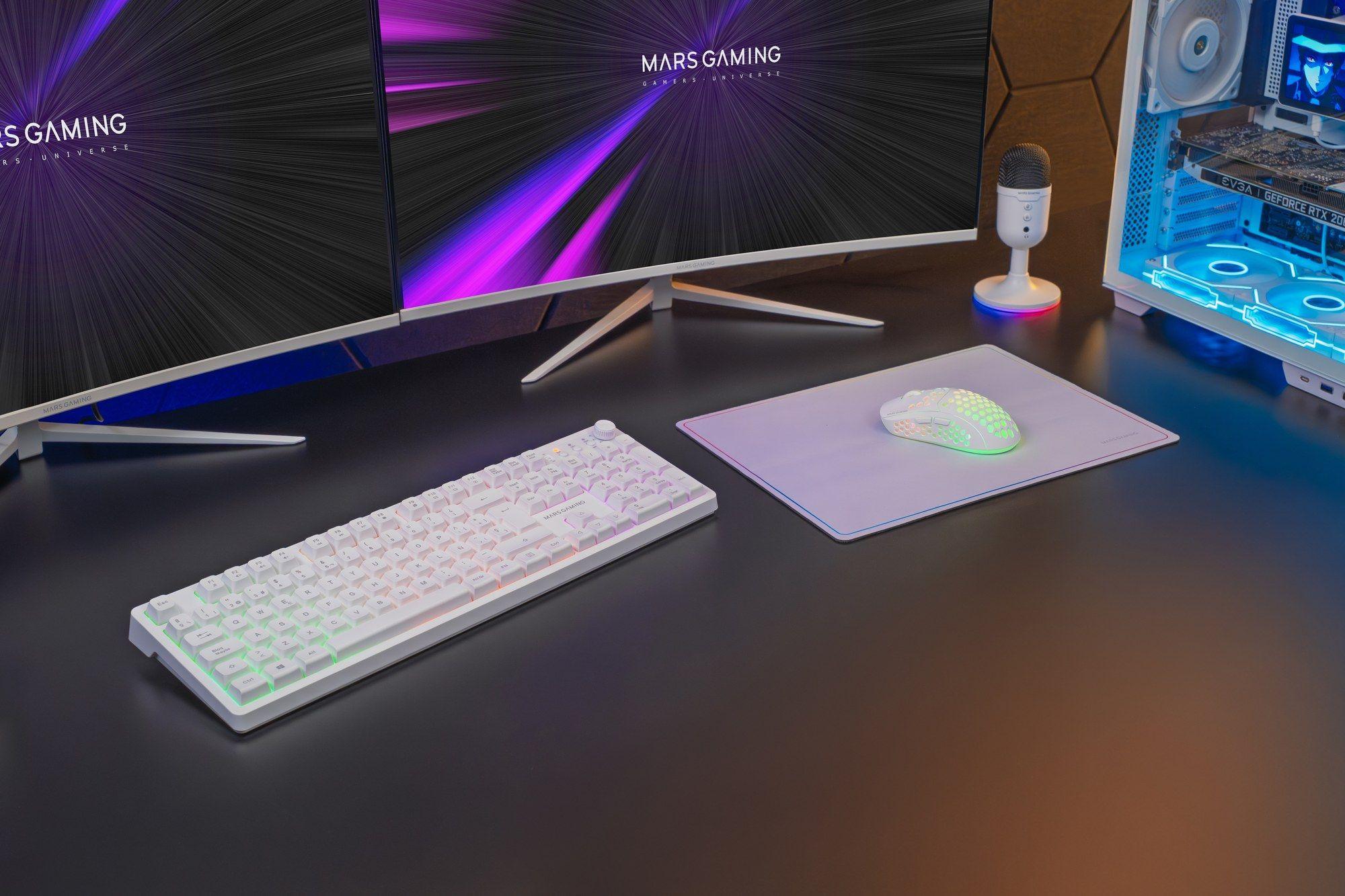 Conjunto Teclado, Rato e Tapete de Rato MARS GAMING MCPWXWES (Espanhol - Interruptor de membrana - Tamanho completo - Branco), miniatura 15