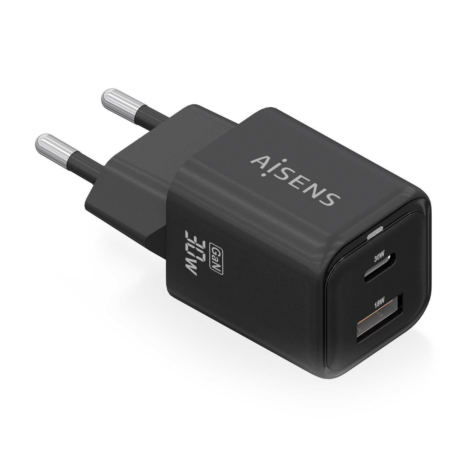 Carregador de Parede AISENS ASCH-30W2P021-BK (33 W - 30 W - Preto)