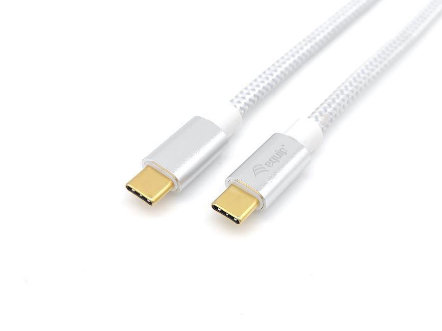 Cabo USB-C para USB-C EQUIP 128356 (1 m - USB C - Branco e Prateado) — miniatura 4