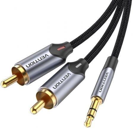 Cabo de Áudio VENTION BCNBG (1,5 m - 2 x RCA macho - Jack 3,5 mm TRRS macho - Cinzento)