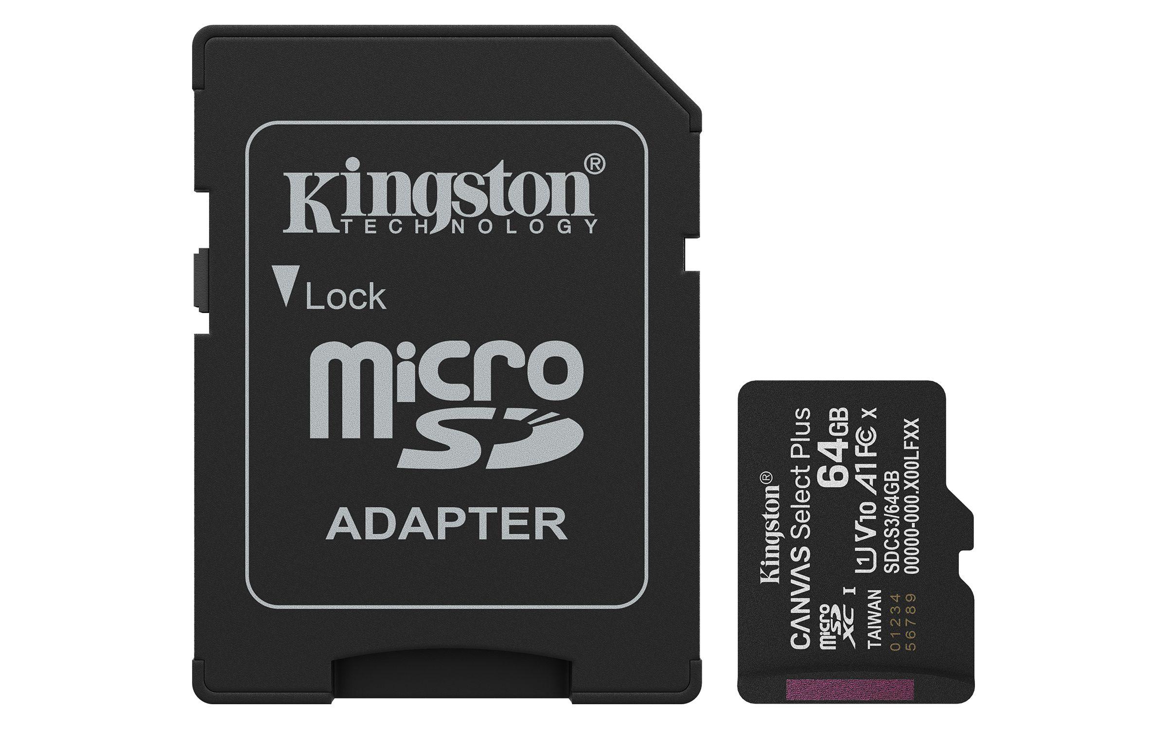 Cartão de Memória KINGSTON SDCS3/64GB Canvas Select Plus Gen3 (64GB - Classe 10 - 100 MB/s - Preto)