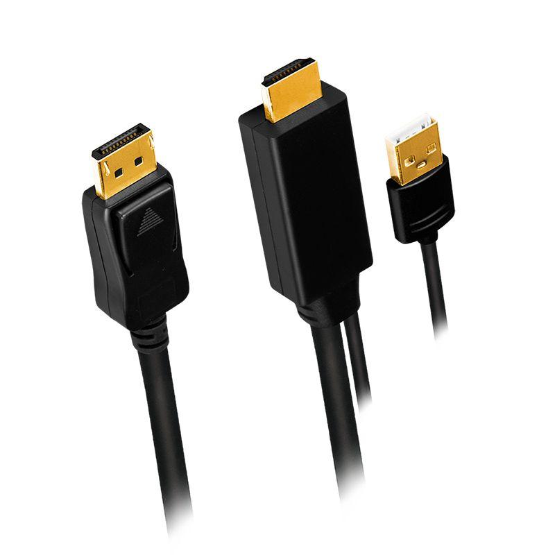 Cabo Adaptador HDMI para DisplayPort LOGILINK CH0091 (2 m - 30 Hz - HDMI + USB Type-A - Preto), miniatura 2